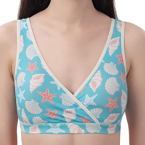 SOIE Women’s Printed Lounge Bra – Non-Wired, Non-Padded with Removable Cups